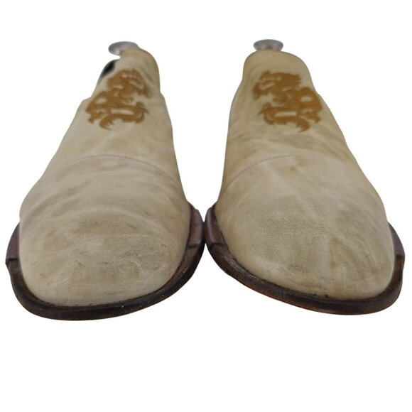 Mark Nason Italy Rock Never Dies Men 11 Beige Dragon Leather Dress Shoes Loafers - Picture 7 of 12